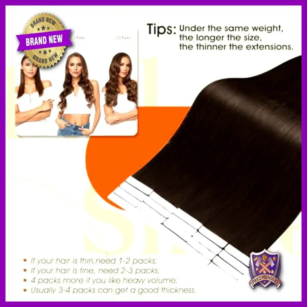 Human Hair Tape-In Extensions 22 Inch Seamless Weft 50g 20pc